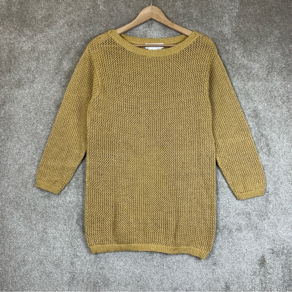 Outlander Studio Vintage Sweater Womens Small Gold Tunic 3/4 Sleeve Knit- 9286* - Picture 1 of 11